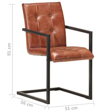Freischwinger 6 Stk. Braun Echtleder
