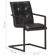 Freischwinger 6 Stk. Schwarz Echtleder