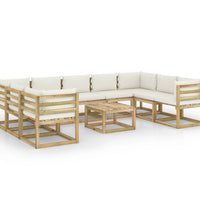 10-tlg. Garten-Lounge-Set mit Kissen Imprägniertes Kiefernholz