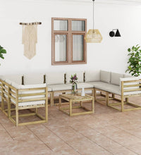 10-tlg. Garten-Lounge-Set mit Kissen Imprägniertes Kiefernholz