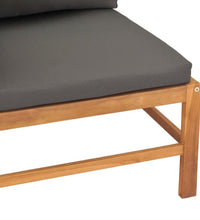 Ecksofa 2 Stk. mit Dunkelgrauen Kissen Massivholz Teak