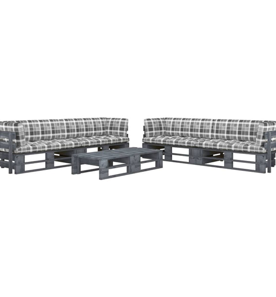 6-tlg. Paletten-Lounge-Set Grau Imprägniertes Kiefernholz
