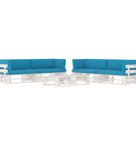 6-tlg. Paletten-Lounge-Set Weiß Imprägniertes Kiefernholz