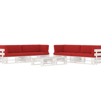 6-tlg. Paletten-Lounge-Set Weiß Imprägniertes Kiefernholz