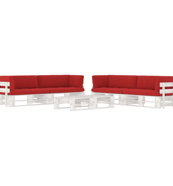 6-tlg. Paletten-Lounge-Set Weiß Imprägniertes Kiefernholz