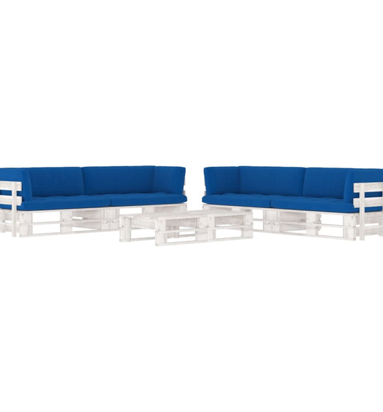 6-tlg. Paletten-Lounge-Set Weiß Imprägniertes Kiefernholz