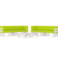 6-tlg. Paletten-Lounge-Set Weiß Imprägniertes Kiefernholz