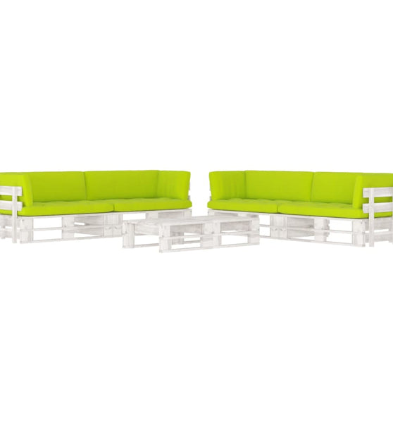 6-tlg. Paletten-Lounge-Set Weiß Imprägniertes Kiefernholz