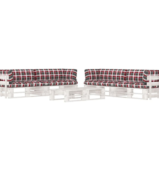 6-tlg. Paletten-Lounge-Set Weiß Imprägniertes Kiefernholz