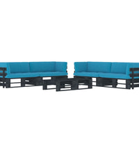 6-tlg. Paletten-Lounge-Set Schwarz Imprägniertes Kiefernholz
