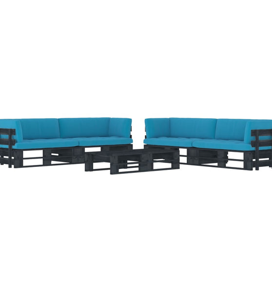 6-tlg. Paletten-Lounge-Set Schwarz Imprägniertes Kiefernholz
