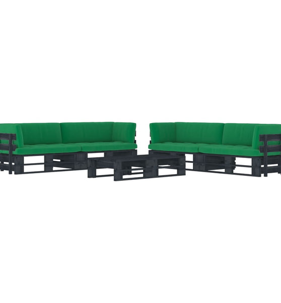 6-tlg. Paletten-Lounge-Set Schwarz Imprägniertes Kiefernholz
