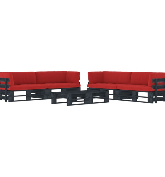 6-tlg. Paletten-Lounge-Set Schwarz Imprägniertes Kiefernholz