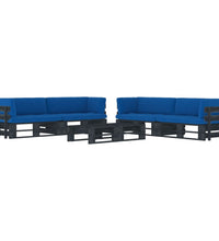 6-tlg. Paletten-Lounge-Set Schwarz Imprägniertes Kiefernholz
