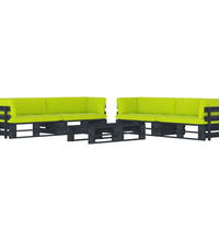 6-tlg. Paletten-Lounge-Set Schwarz Imprägniertes Kiefernholz