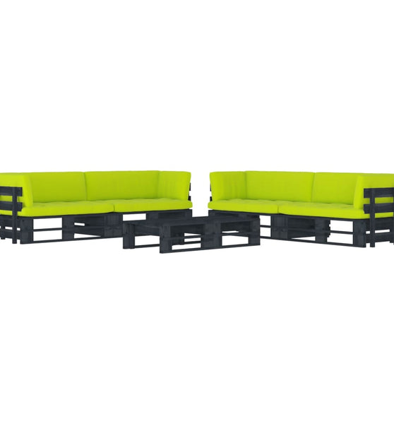 6-tlg. Paletten-Lounge-Set Schwarz Imprägniertes Kiefernholz