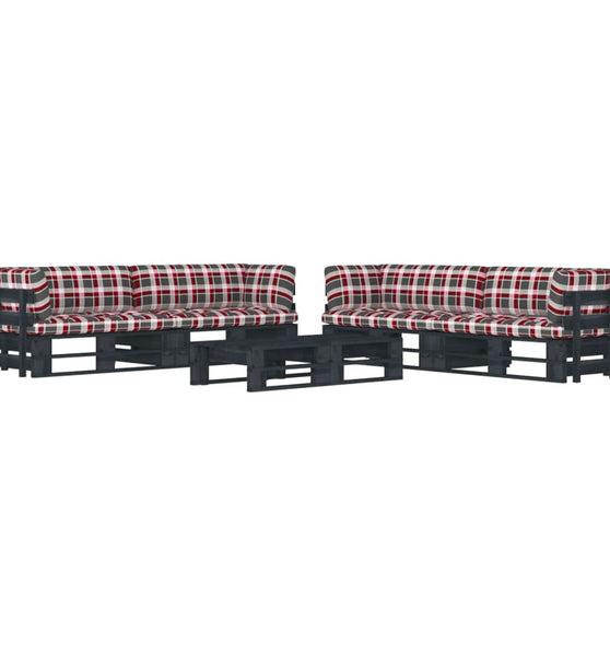 6-tlg. Paletten-Lounge-Set Schwarz Imprägniertes Kiefernholz