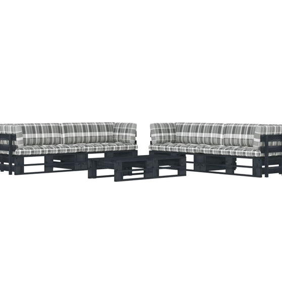 6-tlg. Paletten-Lounge-Set Schwarz Imprägniertes Kiefernholz