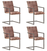 Freischwinger 4 Stk. Braun Echtleder