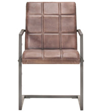 Freischwinger 6 Stk. Braun Echtleder