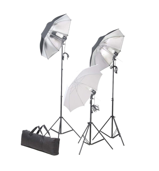 Fotostudio-Set mit Lampen, Schirmen, Hintergrund & Reflektor