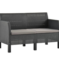 2-Sitzer Gartensofa mit Kissen Anthrazit PP Rattan