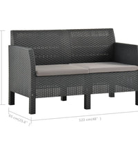 2-Sitzer Gartensofa mit Kissen Anthrazit PP Rattan