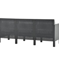 3-Sitzer Gartensofa mit Kissen Anthrazit PP Rattan