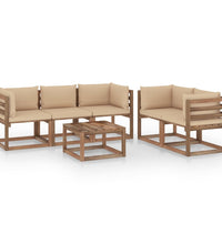 6-tlg. Garten-Lounge-Set mit Beige Kissen