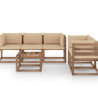 6-tlg. Garten-Lounge-Set mit Beige Kissen