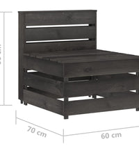 Garten-Mittelsofa aus Paletten Grau Kiefernholz Imprägniert