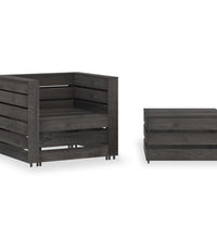 2-tlg. Garten-Paletten-Lounge-Set Kiefernholz Grau Imprägniert