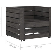 2-tlg. Garten-Paletten-Lounge-Set Kiefernholz Grau Imprägniert
