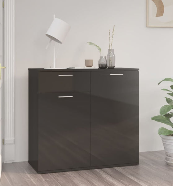 Sideboard Hochglanz-Schwarz 80x36x75 cm Holzwerkstoff