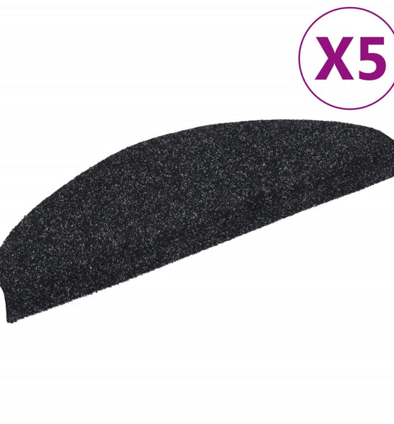 Treppenmatten Selbstklebend 5 Stk. Schwarz 65x21x4cm Nadelvlies