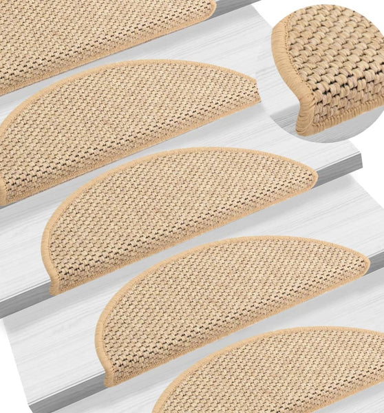 Treppenmatten Selbstklebend Sisal 15 Stk. 56x17x3 cm Hellbeige