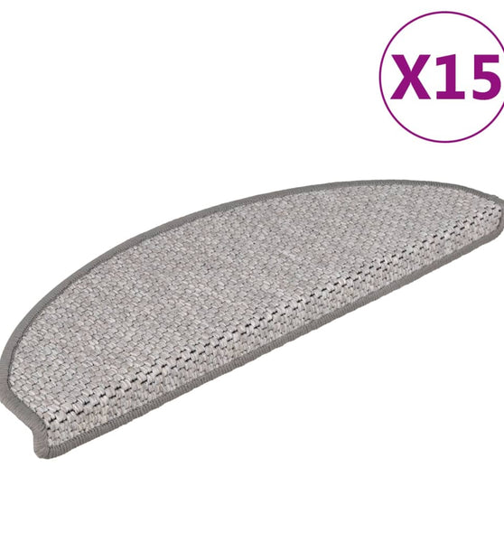 Treppenmatten Selbstklebend Sisal-Look 15 Stk. 65x21x4 Platina
