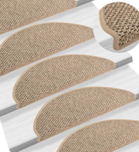 Treppenmatten Selbstklebend Sisal 15 Stk. 65x21x4cm Dunkelbeige