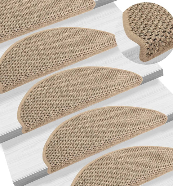 Treppenmatten Selbstklebend Sisal 15 Stk. 65x21x4cm Dunkelbeige