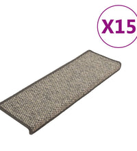 Treppenmatten Selbstklebend Sisal 15Stk. 65x21x4cm Grau & Beige