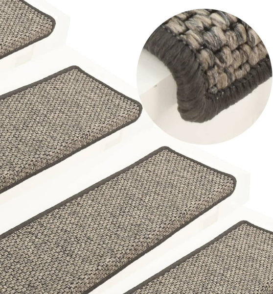 Treppenmatten Selbstklebend Sisal 15Stk. 65x21x4cm Grau & Beige