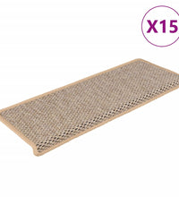 Treppenmatten Selbstklebend Sisal 15 Stk. 65x21x4 cm Hellbeige