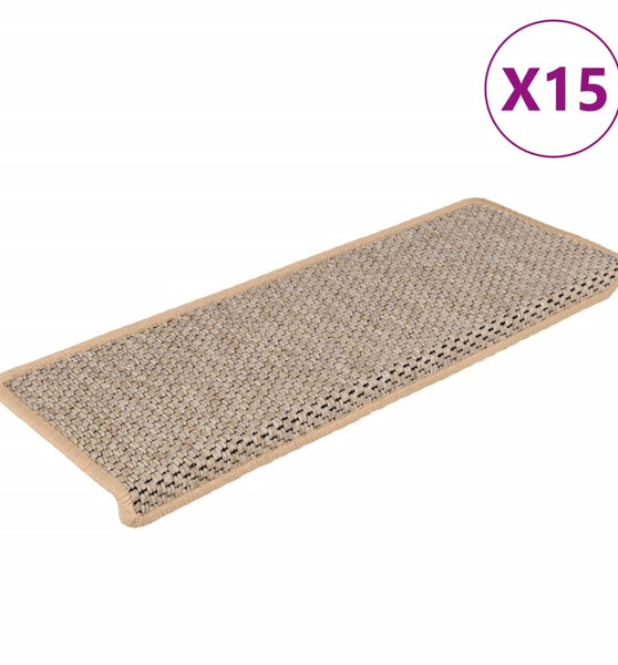 Treppenmatten Selbstklebend Sisal 15 Stk. 65x21x4 cm Hellbeige