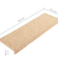 Treppenmatten Selbstklebend Sisal 15 Stk. 65x21x4 cm Hellbeige