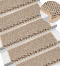 Treppenmatten Selbstklebend Sisal 15 Stk. 65x21x4 cm Hellbeige