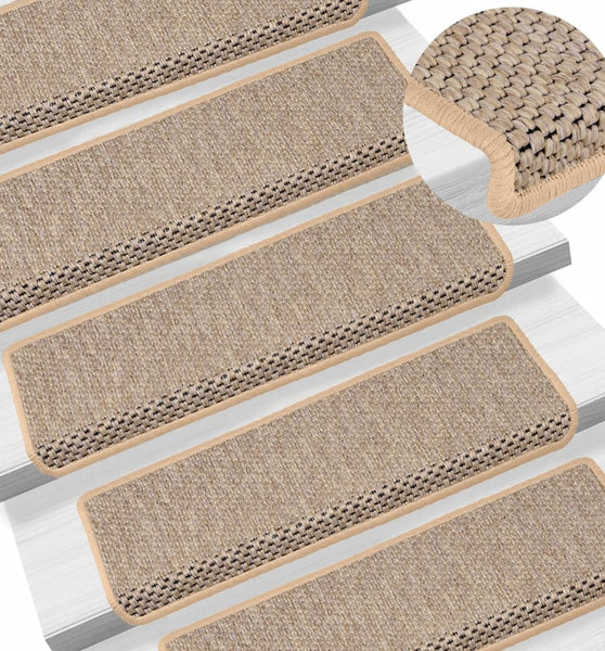 Treppenmatten Selbstklebend Sisal 15 Stk. 65x21x4 cm Hellbeige