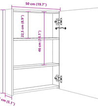 LED-Bad-Spiegelschrank Weiß und Eichen-Optik 50x13x70 cm