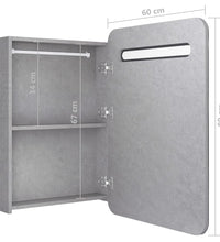 LED-Bad-Spiegelschrank Betongrau 60x11x80 cm