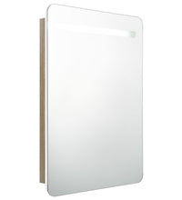 LED-Bad-Spiegelschrank Weiß und Eichen-Optik 60x11x80 cm