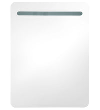 LED-Bad-Spiegelschrank Weiß und Eichen-Optik 60x11x80 cm
